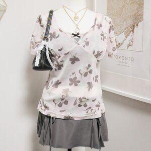 Sheer Pink Babydoll Floral Tee 💐 JAPANESE BRAND